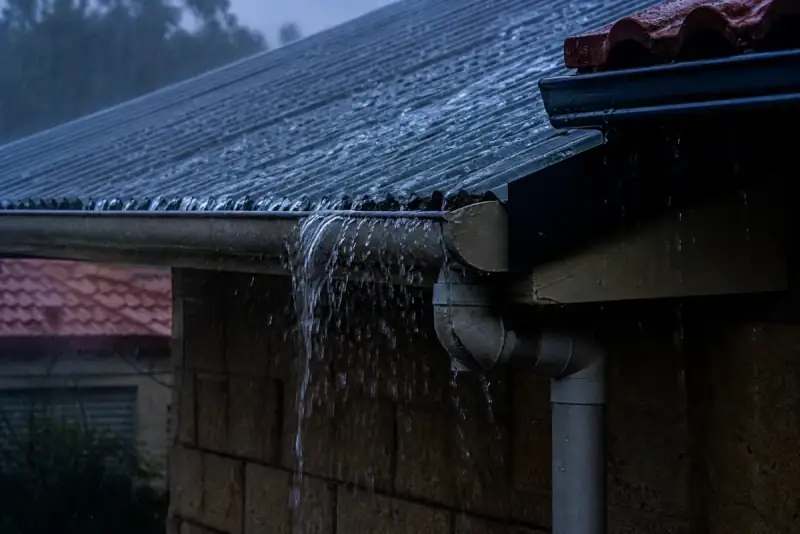 Downpipe and rainwater where a drain can back up